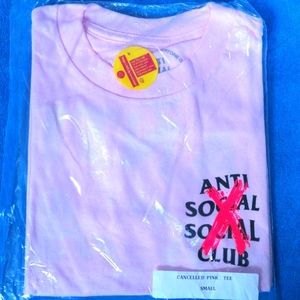 Anti social social club cancelled pink tee small